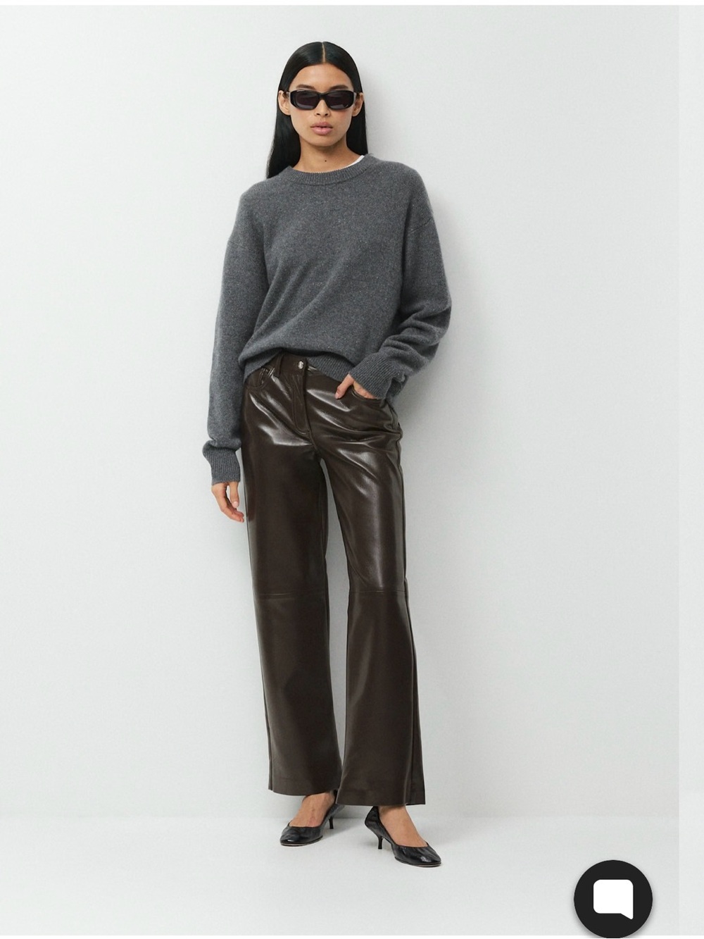 Aritzia Straight-Leg Faux Leather Pants in Dark Brown